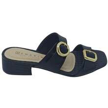 Tamanco Ramarim Feminino com Fivela e Salto Rasteiro 3,5cm  Praia    Fivela    Praia - Preto - Visão 3