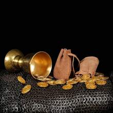 - Bolsas medievales con cordn, bolsas de piel de ante y caballero vikingo, para recreaciones histricas, LARP, SCA, eventos medievales, juego de 2, color caf - Marrón - Ver 3