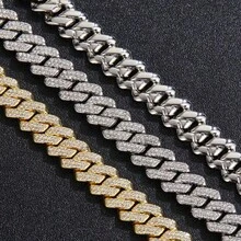 Gold Silver Cuban Link Chain And Bracelet - Diamond Necklace Iced Out Miami Cuban Hip Hop Jewelry - 金套裝 - 查看 5