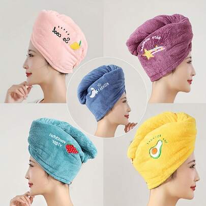 Quick-Dry Towel, Microfiber Quick-Dry Hair Towel, Coral Fleece Women's Towel Set, Wet Hair Wrap Headscarf, Embroidered Soft Hair Drying Cap