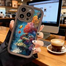 Cubierta de teléfono con diseño de arrecife de coral y peces tropicales coloridos negro para uso diario y viajes - Café integral - Ver 7