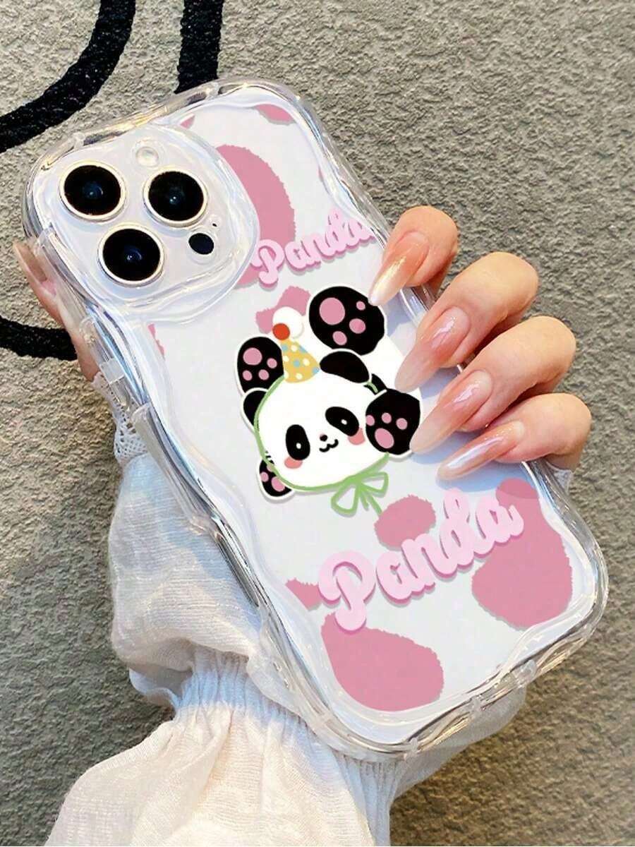 Étui de téléphone motif panda créatif et mignon compatible avec iPhone 17 16promax 15plus 14pro 16 13promax 12pro 11 X Xs Xsmax. Protection complète anti-chute, étui de protection souple pour femmes - Transparent - Voir 1