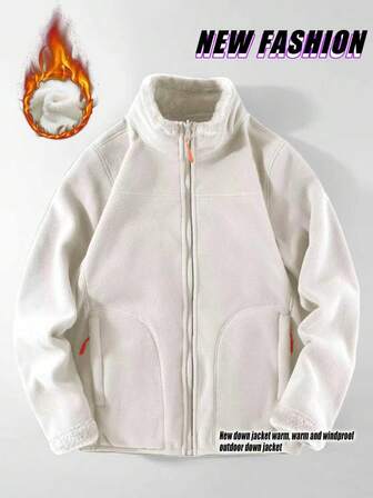 Damska kurtka polarowa z kołnierzem stójką i zamkiem błyskawicznym, jednokolorowa kurtka typu sherpa na jesień/zimę, do jazdy na nartach