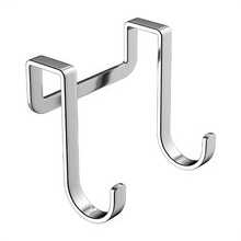 2-Piece Set Double Hooks Bedside Cabinet Hooks Behind Door Bathroom Kitchen Clothes Hooks No-Drill Door Side Clothes Towel Hooks - 2件銀色套裝 - 查看 5