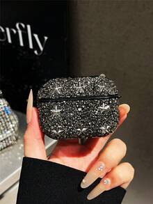 1pc Black Metal Pentagram Punk Style Rhinestone Bluetooth Earphone Protective Case For AirPods - Grey - View 5