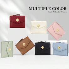- Portafolios pequea para mujer de piel sinttica con bloqueo RFID, Rojo, Minimalista - Rojo - - Ver 5