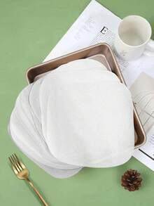 100pcs/50pcs Pre-Cut Non-Stick Baking Paper, Suitable For Oven, Grill, Air Fryer, Steaming Bread, Cake, Cookies, Meat And Pizza. Non-Stick, Oil-Proof, Lining Cake Molds, Suitable For Air Fryer, Oven, Frying Pan, Cooking, Steaming, Holiday Party, Christmas - Multicolor - View 3