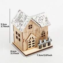1pc Christmas LED Light Cottage, Warm Light Mini House Decoration, Holiday Home Decor, Winter Wonderland Display, Christmas Table Centerpiece, Suitable For Living Room, Bedroom, Party, Christmas Celebration (Batteries Not Included, Button Batteries Required) - Multicolor - View 6