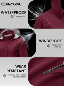 Cavva Women's Long Fleece Lined Jackets Warm Winter Windbreaker Water Resistent Hooded Softshell Windproof Coat Hiking Camping Casual - Màu Đỏ Sâu - Xem 3