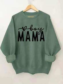 2026 New Year Cotton Sweatshirt Plus Size Letter Print Sports Shirt, Spring And Autumn Round Neck Casual Sports Shirt, Women's Plus Size Loose And Comfortable Winter Clothes For Women - 淺灰色 - 查看 4