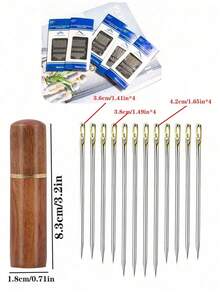 12pcs Hand Sewing Needles Set With Needle Threader, Stainless Steel Embroidery Knitting Needles In Clear Storage Box For Clothing Diy Craft - Single Size - View 10