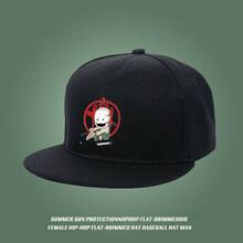 Black street-style accessories! Cup pants cap with horror character embroidery retro small head around snapback cap ball cap graphic print large head around baseball cap flat bill cap haphop baseball cap duck cap fashionable low cap low cap breathable snapback cap sports snapback unisex visual duckville cap Baseball cap - ブラック - チェックする 4