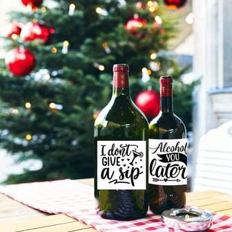 8PCS Humorous Wine & Beer Quotes Self-Adhesive Stickers Set, Multicolor Glitter Cartoon Polyurethane Decals For Glass, Ceramic & Plastic Cups - Irregular Glossy Finish, Single-Use Glassware Embellishments With Cursive & Bold Typography