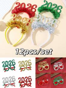 12个/4个/1个 2026新年流苏发箍，新年除夕派对，元旦庆祝活动发饰 - 彩色 - 查看 11
