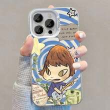 Funda de Teléfono Linda Y-Yoshitomo Nara para 17, 16, 15, 14, 13, 12, 11, Pro, Max, Plus, Air, Cubierta Mate Blanca de Caramelo a Prueba de Golpes - Z1 - Ver 6