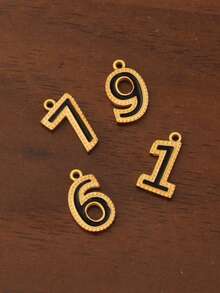 2Pcs/Lot Enamel Number Pendants Stainless Steel White Black Number 0-9 Digital Charms For Jewelry Making Necklace Findings Bracelet Earrings Birthday Gifts Accessories DIY - Number Pendant - View 9