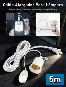 Portalámparas Soporte de Base para Lampara, Soporte colgante de 5m, casquillo E27 con Cable para lámpara de sal con Cable de alimentación - Tipo de Enchufe A USA (110-127V) - Ver 2
