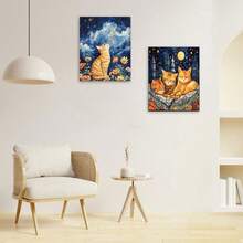1/2 件套数字油画套装，猫咪图案，DIY 数字油画，画布材质，动物绘画，家居装饰，40x50厘米/16x20英寸，不含画框 - 彩色 - 查看 9