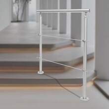 3 Step Stair Handrail, Variable Angle Handrail, Stainless Stair Handrail With 2 Cross Bars - Silver - View 3