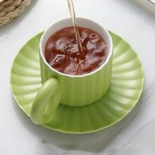 Premium Quality Niche Coffee Cup & Saucer, Ceramic Cup With High-End Designer Aesthetic, Elegant For Afternoon Tea, Gift, Milk Cup, Dessert Plate - Multicolor - View 4