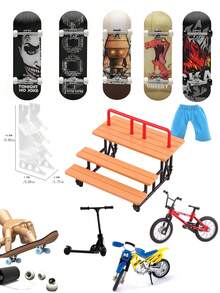 1 件手指滑板 DIY 滑板公园技术部件甲板特技专业滑板金属支架轴承轮桌面玩具数字甲板 5 层木制、滑板、滑板、滑板