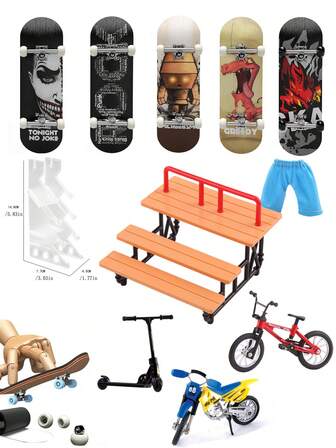 1pc Finger Skateboards DIY Skate Park Tech Parts Deck Stunt Professional Skateboard Metal Bracket Bearing Wheel Tabletop Toys Digit Decks 5 Ply Wooden,Skateboard,Skate Board,Skate