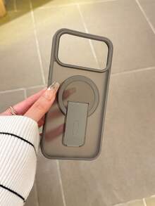 1pc Matte Foldable Wireless Charging Support Phone Case, Minimalist Business Kickstand Phone Case Compatible With IPhone 17 Pro Max, 16 Pro Max, 16 Pro, 15 Pro Max, 14, 13, 12, 11, Galaxy S25 Ultra, S24 Plus, S23 - Grey - View 5