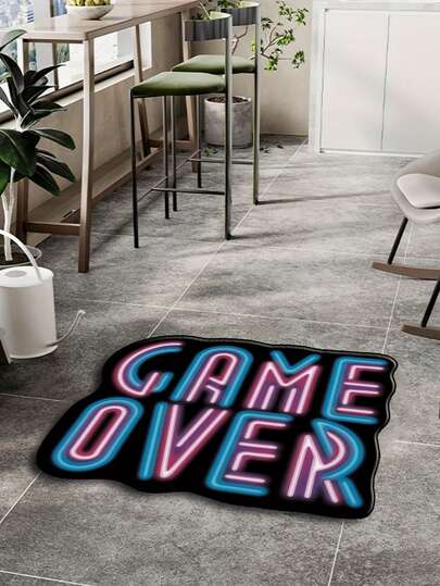 1 件装不对称复古街机风格装饰地毯，营造趣味游戏氛围 - 适用于玄关、卧室或户外空间 - 可水洗地垫，天鹅绒门垫，入口地垫，可爱时尚的设计为空间增添独特的视觉效果 - 柔软、可水洗，适用于客厅、卧室、书房或阳台；房间装饰、派对装饰、节日礼物；可水洗，现代风格地毯