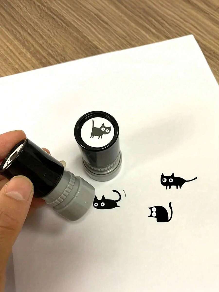 1PC Cute Cat Cartoon Stamp - Funny Adorable Animal Reward Mark For Teachers, Encouraging Kids Stamp With Cat Design, Back To School Teacher Supplies, Classroom Motivational Gift Tool - Single Piece - View 1
