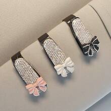 Multi-Functional Car Sun Visor Glasses Card Holder, Bling Rhinestone Decor Car Interior Accessories, Women - one-size - View 7