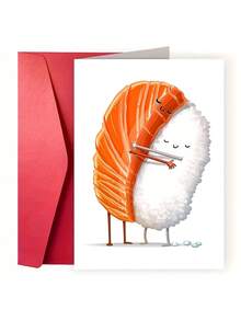 1pc Cute Sushi Hug Greeting Card, Funny Valentine's Day & Birthday Card For Him, Her, Or Best Friend