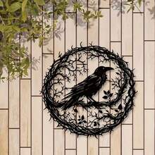HELLOYOUNG Gothic Black Metal Crow Wall Art - Vintage Industrial Iron Bird Silhouette Wall Decor, Witchy Gothic Aesthetic For Living Room & Bedroom, Halloween & Celestial Themed Hanging, Unique Gift For Nature-Themed Cafe, Halloween Party, And Dark Academia Decor - Nhiều màu - Xem 5