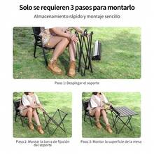 Mesa plegable portátil para camping, apta para 2-4 personas, ligera y enrollable para uso en exteriores, incluye bolsa de almacenamiento, ideal para senderismo, picnics, barbacoas, excursiones a la playa y comidas al aire libre. - Negro - Ver 8