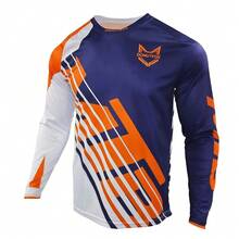 DONUTFOX 2025 健身越野摩托车长袖衬衫男士速降骑行服越野自行车比赛T恤速干骑行耐力赛Polera山地车服 - 紫色 - 查看 3