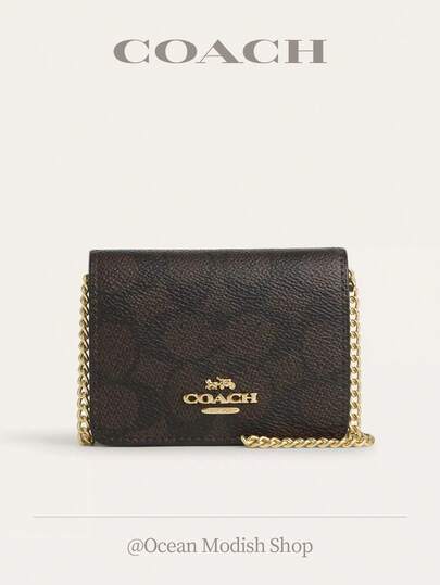 Coach Mini Wallet On A Chain In Signature Canvas Ladies Small Bag And Purses For Women Lightweight Purse, Mini Bag,Gift For Women