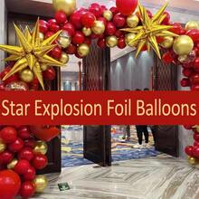 TYUI Gold Star Balloons 40 Pcs Starburst Balloon Thickened 28 Inch Star Explosion Foil Balloons Metallic For Birthday Graduation Baby Shower Wedding Anniversary Backdrop Decorations Party Supplies - Vàng - Xem 2