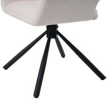 Swivel Dining Chair, Sherpa Fabric, Set Of 4 Pieces, With Armrests, Modern And Simple, White - White + Sherpa - View 10
