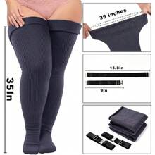 Plus Size Thigh High Socks For Thick Thighs Women- Thigh Highs Widened Extra Long Thick Knit Socks,28431942 - 青檸色 - 查看 2