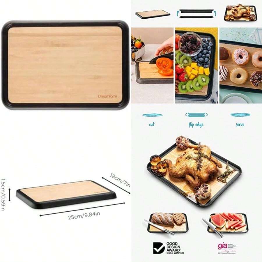 Dreamfarm - Silicone Flip Edge Cutting Board,(Fledge (7" x 10") Bambú) - Multicolor - Ver 1