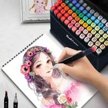 48 Colors Marker Pens, Manga Sketch Markers, Dual-Tip Art Markers, Art School Supplies, Painting Set, School Supplies, Easter & Christmas Gifts