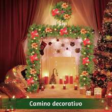 Christmas Garland 9ft Prelit Christmas Decorations Garland With Lights For Front Door Artificial Green Rattan For Xmas Tree Mantel Stairs Home Indoor Outdoor Christmas Decor Wreath