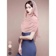 - Juego de 4 bufandas de hiyab de gasa para mujer, bufanda musulmana de cabeza larga, chales ligeros, para mujer, Color elegante. - Color elegante. - Ver 5