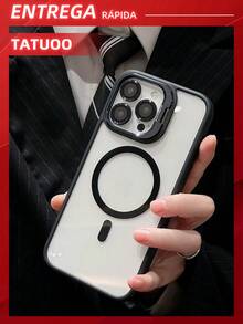 Magnetic Phone Case With Lens Holder, Clear Hard Case With Color Matching Lens Film, Compatible With IPhone 16/16Pro/16Plus/16ProMax - 黑色 - 查看 4
