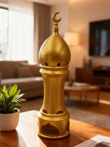 1pc Middle Eastern Architecture Style Decor, Ramadan Decoration, Ramadan Crescent Moon Candle Holder & Aroma Diffuser, Ramadan Islamic Festival Party, Home Room Dining Table Decor - Eid Al-Fitr Spring Decoration Gift, Festival Gift (Candles Not Included) - Multicolor - View 5
