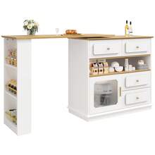 Obrotowa komoda 360°, prosta i nowoczesna, odpowiednia do sypialni, salonu, jadalni, 2 szuflady, półka na przekąski, otwarta półka, obrotowa komoda z półkami i szklanymi drzwiami, biała - Biały + MDF - Zobacz 7