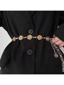 Bohemian Zinc Alloy Hollow Flower Waist Chain, Versatile Retro Accessory For Dresses, Suitable For Spring, Summer, Autumn, Winter - Multicolor - View 10
