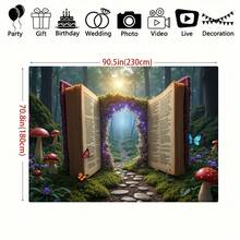 1pc Forest Book Arch Theme Party Banner Flag, Multi-Size, Suitable For Theme Parties, Reading Events, Back To School Season, Photo Shoot Prop Background, Indoor & Outdoor, Garden Decor - Multicolor - View 2