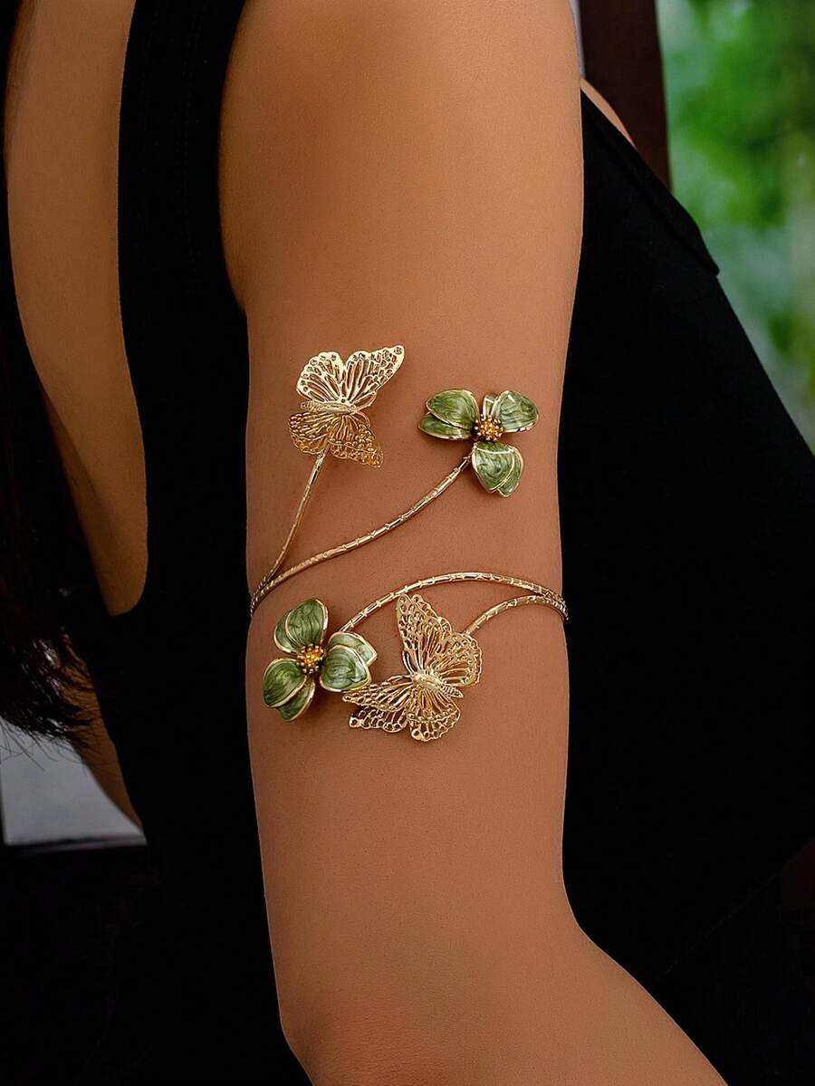 1 Exaggerated Flower Opening Personalized Simple Metal Butterfly Cool Style Women's Arm Ring (No Gift Box) - Multicolor - View 1