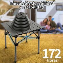 Mesa plegable portátil para camping, apta para 2-4 personas, ligera y enrollable para uso en exteriores, incluye bolsa de almacenamiento, ideal para senderismo, picnics, barbacoas, excursiones a la playa y comidas al aire libre. - Negro - Ver 6