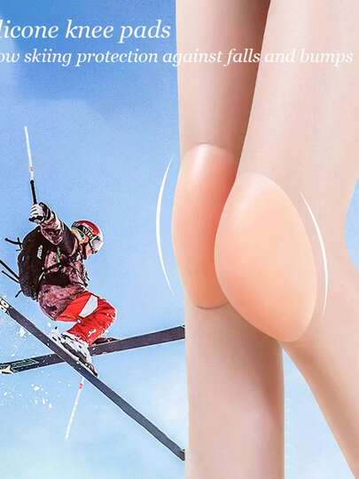2 st. unisex silikonknäskydd mot kollisioner, självhäftande och återanvändbara, lämpliga för skidåkning, fitness etc.